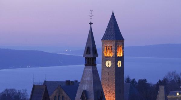 cornell clocktower at sunset